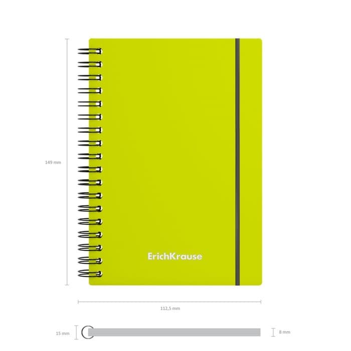 Тетрадь на спирали ErichKrause. Neon А6, 80 листов, в клетку, пластиковая обложка, на резинке, блок офсет, МИКС