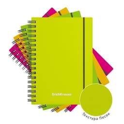 Тетрадь на спирали ErichKrause. Neon А6, 80 листов, в клетку, пластиковая обложка, на резинке, блок офсет, МИКС