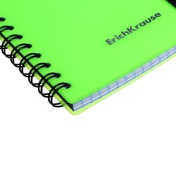 Тетрадь на спирали ErichKrause. Neon А6, 80 листов, в клетку, пластиковая обложка, на резинке, блок офсет, МИКС