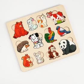 Рамка - вкладыш деревянная «Кто что ест», 12 деталей