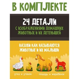 Развивающая доска «Чей малыш?Домашние животные и птицы», двойная рамка - вкладыш