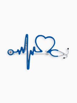 Брошь «Стетоскоп кардиограмма», синяя в серебре