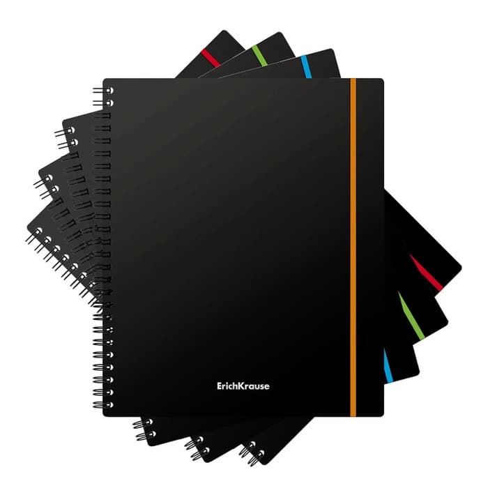 Тетрадь на спирали ErichKrause. Accent А5, 80 листов, в клетку, пластиковая обложка, на резинке, блок офсет, МИКС