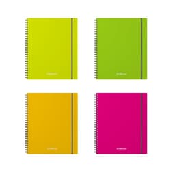 Тетрадь на спирали ErichKrause. Neon А5, 80 листов, в клетку, пластиковая обложка, на резинке, блок офсет, МИКС