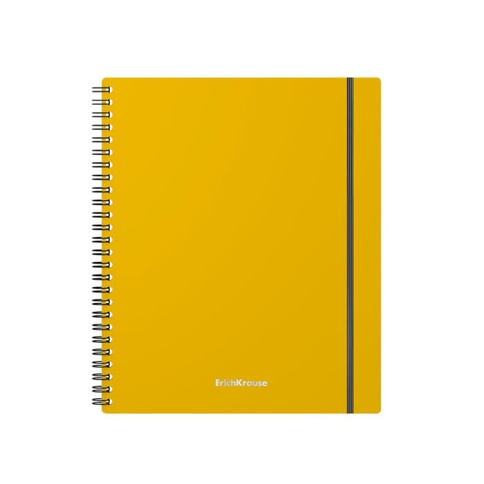 Тетрадь на спирали ErichKrause. Neon А5, 80 листов, в клетку, пластиковая обложка, на резинке, блок офсет, МИКС