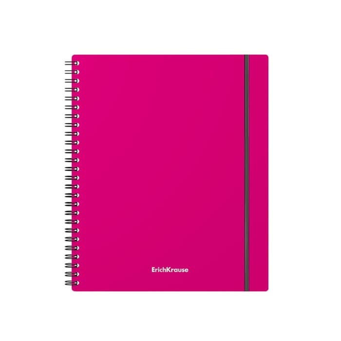 Тетрадь на спирали ErichKrause. Neon А5, 80 листов, в клетку, пластиковая обложка, на резинке, блок офсет, МИКС