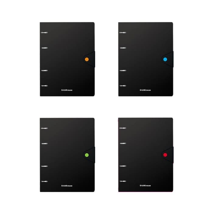 Тетрадь на кольцах ErichKrause. Accent А5, 80 листов, в клетку, пластиковая обложка, на кнопке, блок офсет, 100% белизна, МИКС