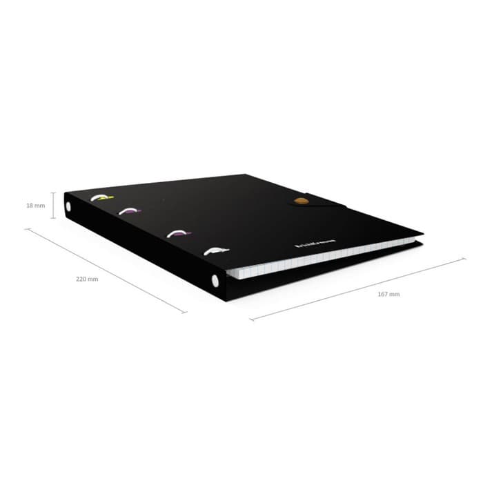 Тетрадь на кольцах ErichKrause. Accent А5, 80 листов, в клетку, пластиковая обложка, на кнопке, блок офсет, 100% белизна, МИКС