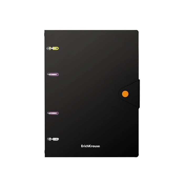 Тетрадь на кольцах ErichKrause. Accent А5, 80 листов, в клетку, пластиковая обложка, на кнопке, блок офсет, 100% белизна, МИКС