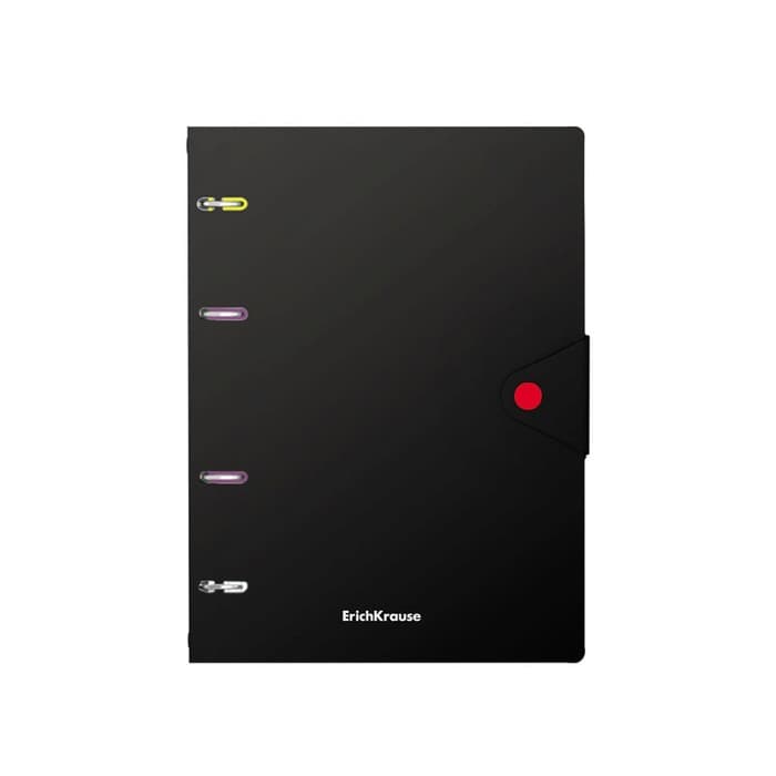 Тетрадь на кольцах ErichKrause. Accent А5, 80 листов, в клетку, пластиковая обложка, на кнопке, блок офсет, 100% белизна, МИКС