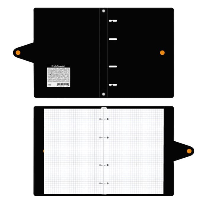 Тетрадь на кольцах ErichKrause. Accent А5, 80 листов, в клетку, пластиковая обложка, на кнопке, блок офсет, 100% белизна, МИКС