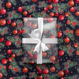 Упаковочная бумага на Новый год «Шары на ветвях», 70×100 см, глянцевая