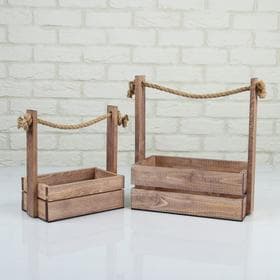 Подарочный ящик «Аром», ручка - канат, цвет состаренный дуб, набор 2 шт.