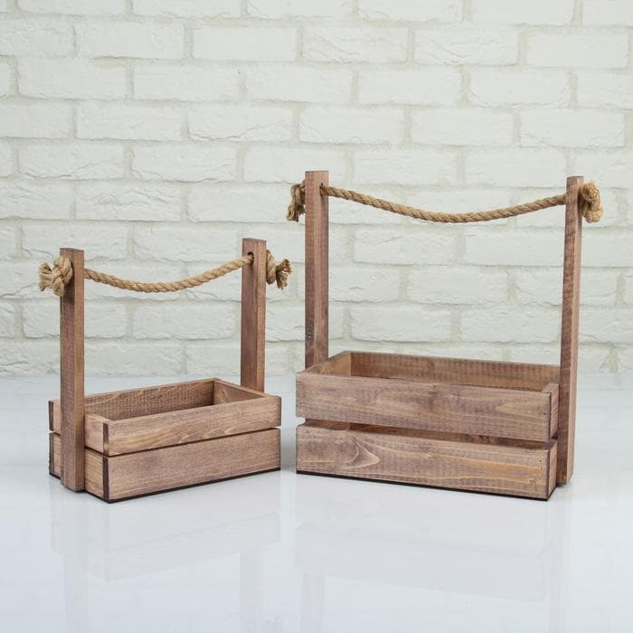 Подарочный ящик «Аром», ручка - канат, цвет состаренный дуб, набор 2 шт.