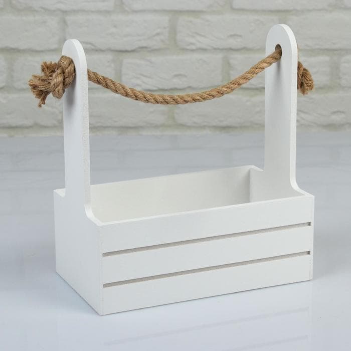 Подарочный ящик Dear, деревянный, ручка-канат, белый, набор 2 шт.