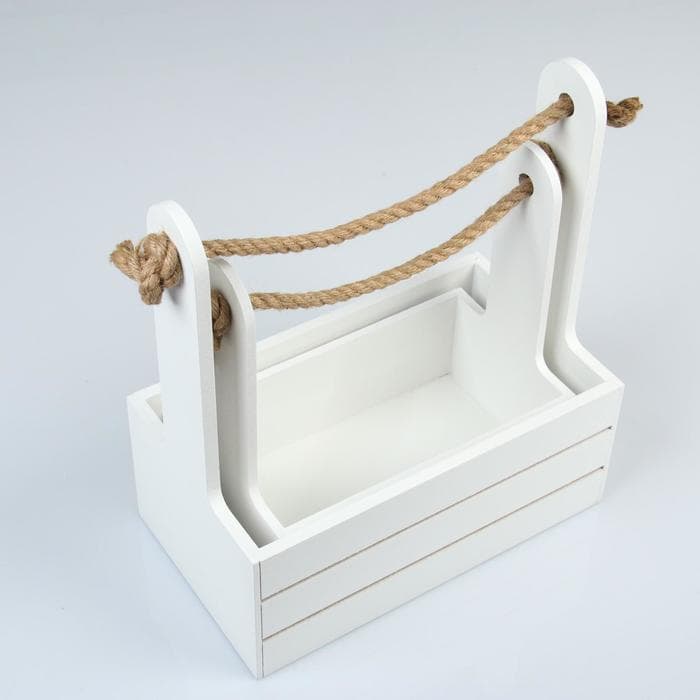 Подарочный ящик Dear, деревянный, ручка-канат, белый, набор 2 шт.