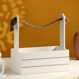 Подарочный ящик «Аром», 25.5×15×30 см, деревянный, ручка - канат, белый