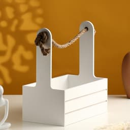 Подарочный ящик «Аром», 25.5×15×30 см, деревянный, ручка - канат, белый