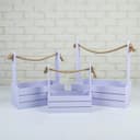 Подарочный ящик «Аром», деревянный, ручка - канат, лавандовый, набор 3 шт.