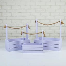 Подарочный ящик «Аром», деревянный, ручка - канат, лавандовый, набор 3 шт.