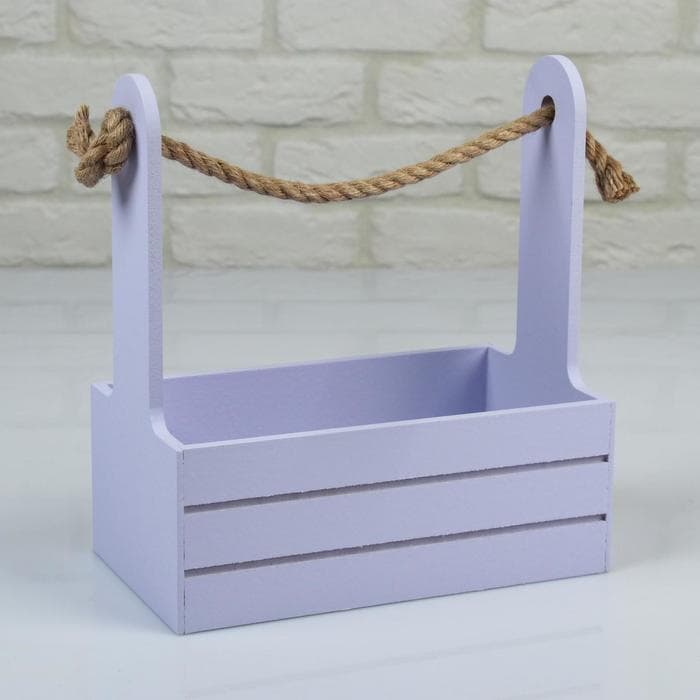Подарочный ящик «Аром», деревянный, ручка - канат, лавандовый, набор 3 шт.