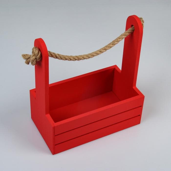 Подарочный ящик «Аром», деревянный, ручка - канат, красный, набор 3 шт.