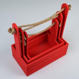 Подарочный ящик «Аром», деревянный, ручка - канат, красный, набор 3 шт.