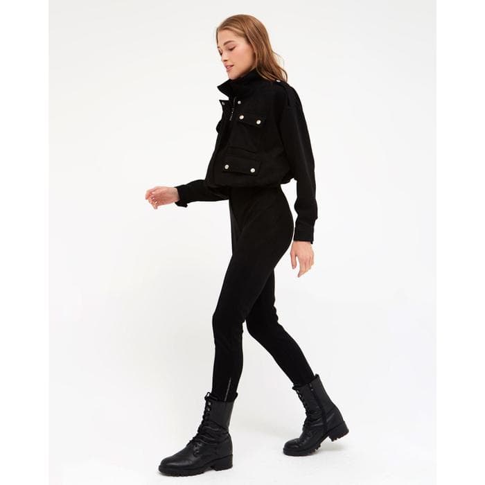 Брюки женские с декоративной молнией MINAKU: Casual Collection, чёрные, размер 44