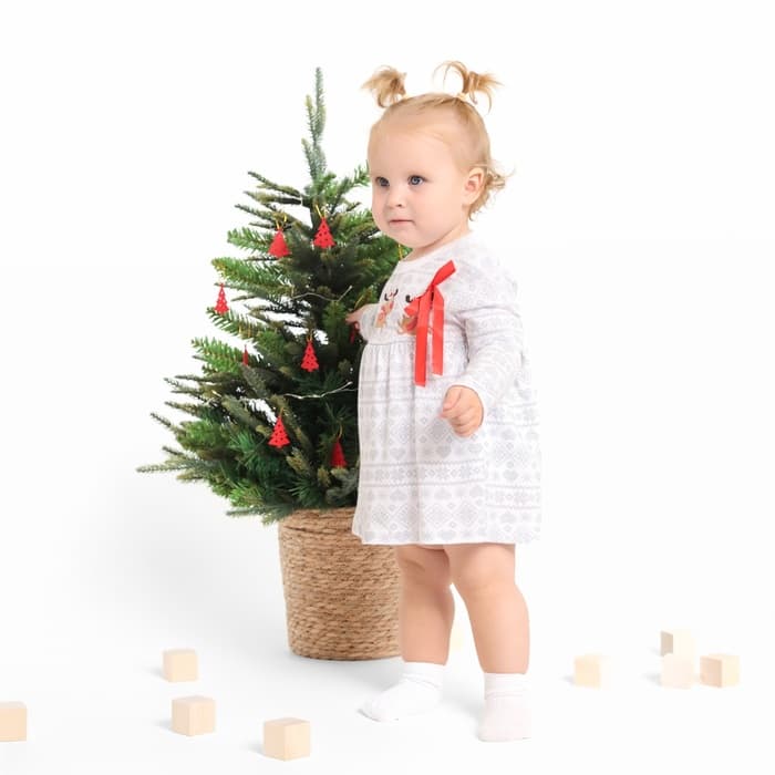 Боди - платье детское «Крошка Я. Олени», рост 86-92 см, белое