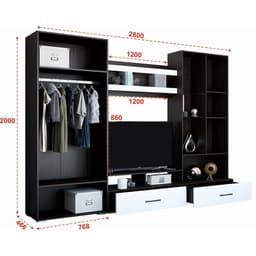 Гостиная «Ненси 1», 2800×2000×466 мм, цвет венге/белый