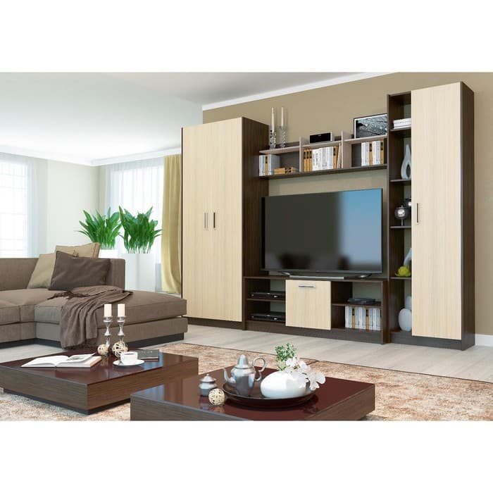 Гостиная «Милан», 3000×2046×446 мм, цвет кантерберри/дуб сонома