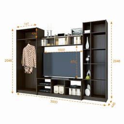 Гостиная «Милан», 3000×2046×446 мм, цвет кантерберри/дуб сонома