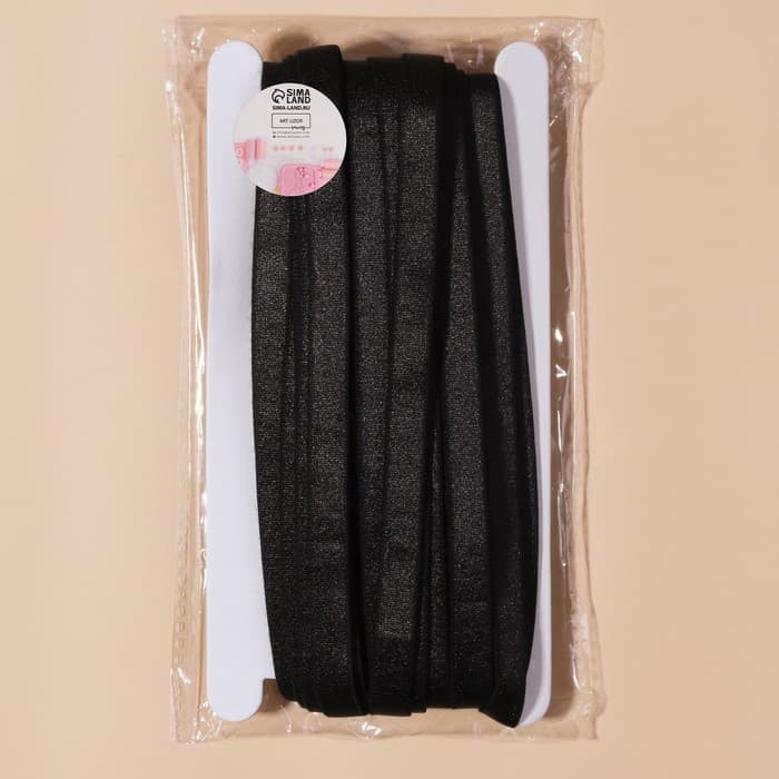 Резинка для бретелей, блестящая, 10 мм, 10±0.5 м, чёрная