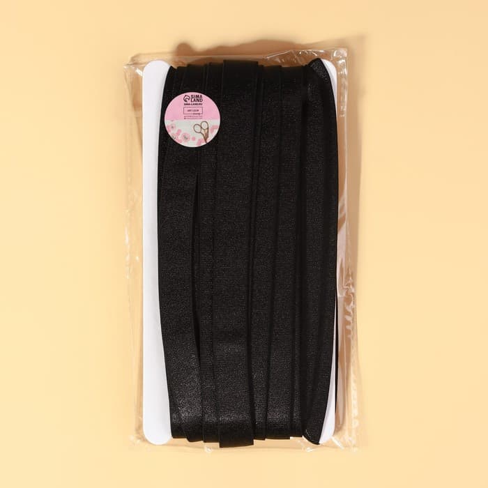 Резинка для бретелей, блестящая, 15 мм, 10±0.5 м, чёрная