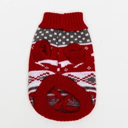 Свитер «Бегущие олени», XS (ДС 17, ОШ 17, ОГ 23-37 см), бордовый