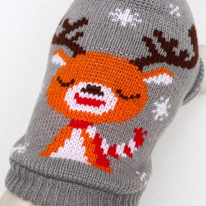 Свитер «Олень на сером», XL (ДС 34, ОШ 34, ОГ 32-51 см)