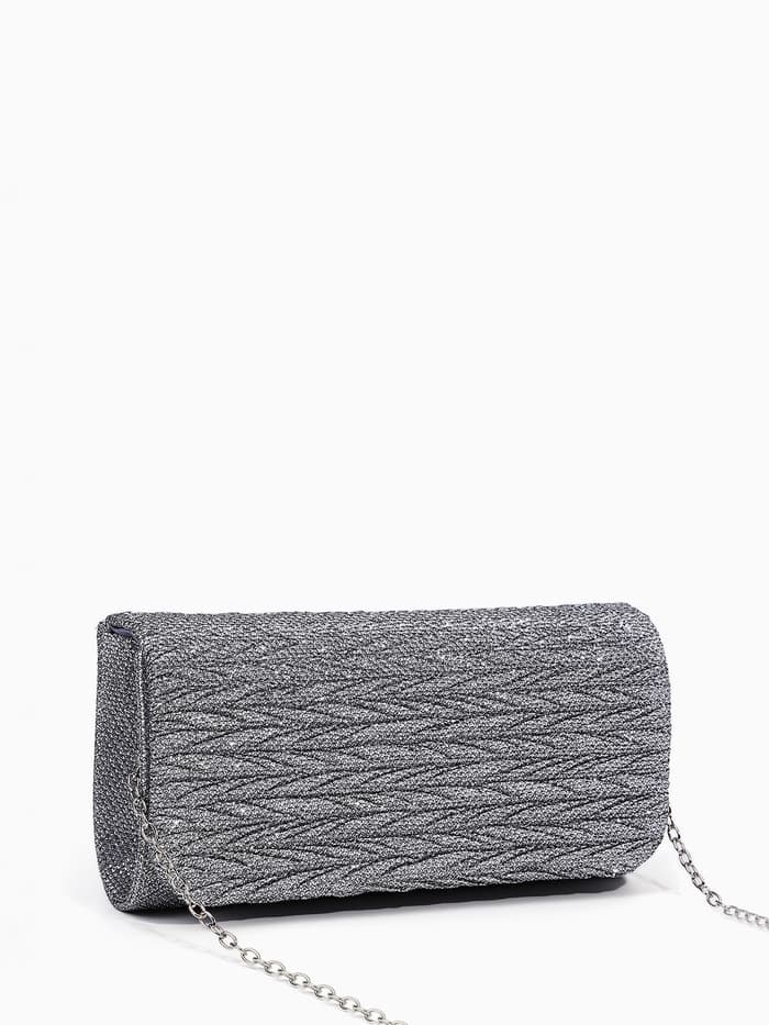 Сумка-клатч вечерняя на магните, на серебристой цепочке, светло-серая