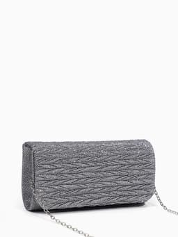 Сумка-клатч вечерняя на магните, на серебристой цепочке, светло-серая