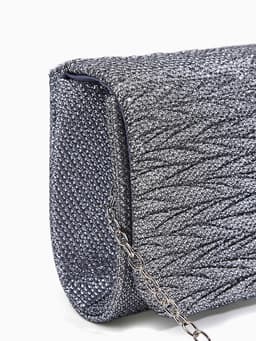 Сумка-клатч вечерняя на магните, на серебристой цепочке, светло-серая