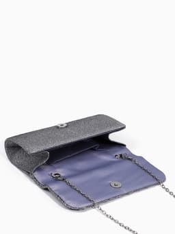 Сумка-клатч вечерняя на магните, на серебристой цепочке, светло-серая