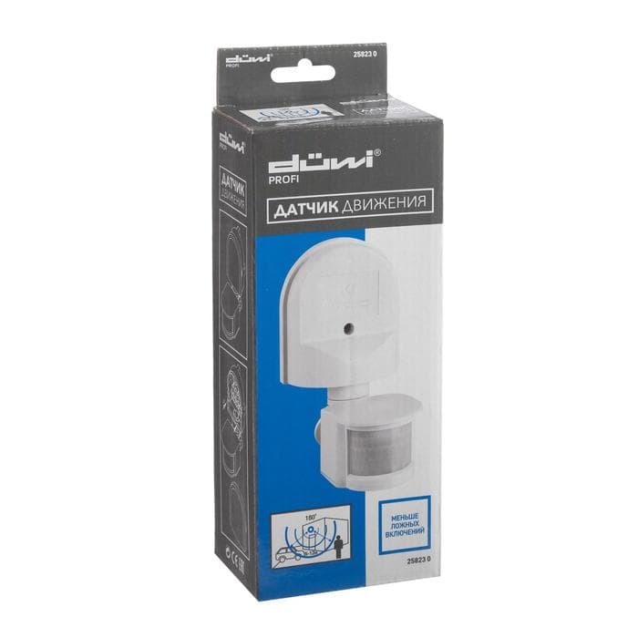 Датчик движения düwi DD-01, 180°, 1200 Вт, 5-12 м, IP44, настенный, белый