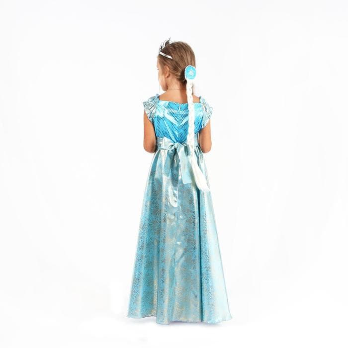 Карнавальный костюм «Элла», платье, плащ, диадема, жезл, коса, р. 32, рост 122-128 см