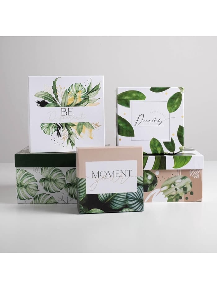 Набор коробок 5 в 1, упаковка подарочная, «Тропический», 14×14×8‒22×22×12 см