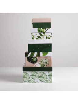 Набор коробок 5 в 1, упаковка подарочная, «Тропический», 14×14×8‒22×22×12 см