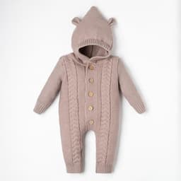 Комбинезон вязаный Крошка Я «Мишка», рост 62-68 см, бежевый