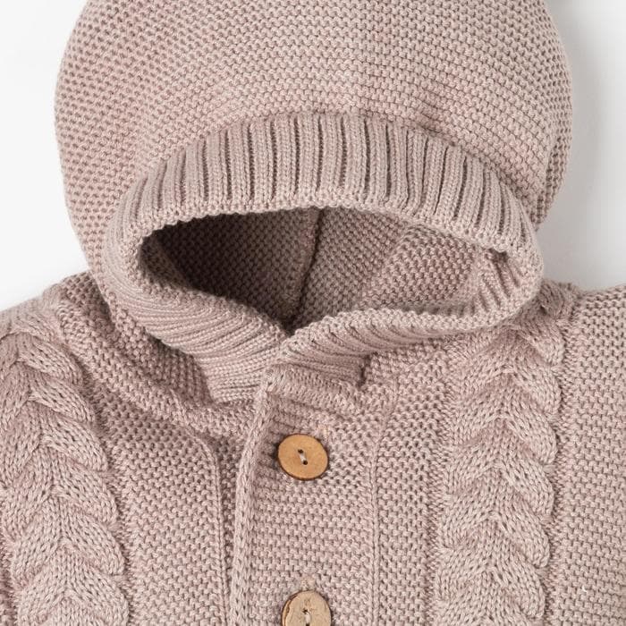 Комбинезон вязаный Крошка Я «Мишка», рост 62-68 см, бежевый