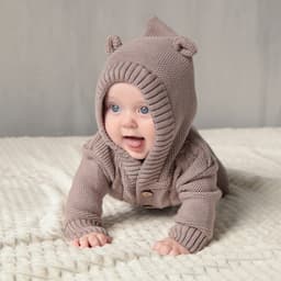 Комбинезон вязаный Крошка Я «Мишка», рост 62-68 см, бежевый