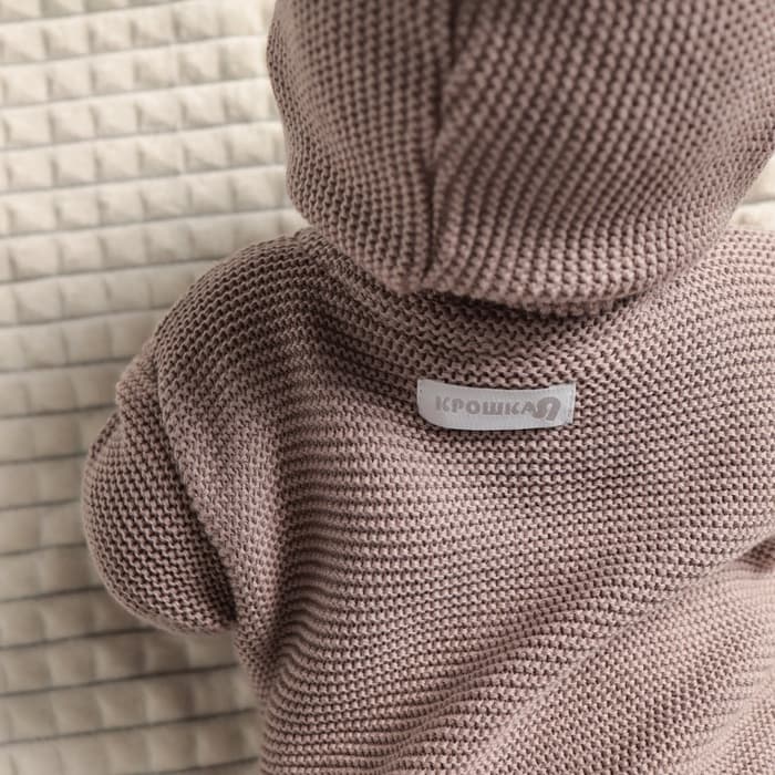 Комбинезон вязаный Крошка Я «Мишка», рост 62-68 см, бежевый