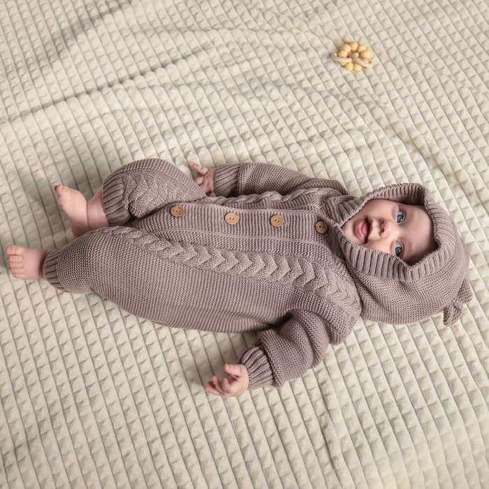 Комбинезон вязаный Крошка Я «Мишка», рост 62-68 см, бежевый