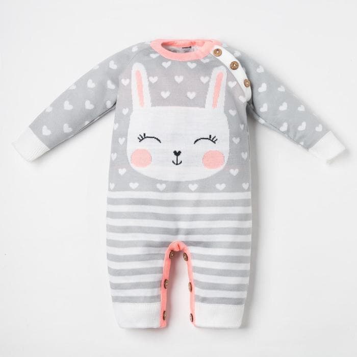 Комбинезон вязаный Крошка Я «Зайчик», рост 80-86 см
